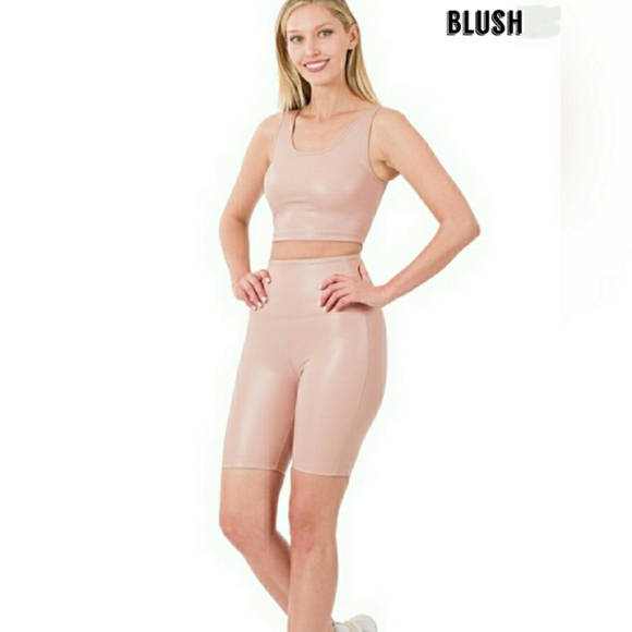 PU Leather Wet Look Biker & Crop Set - Picture 11 of 16